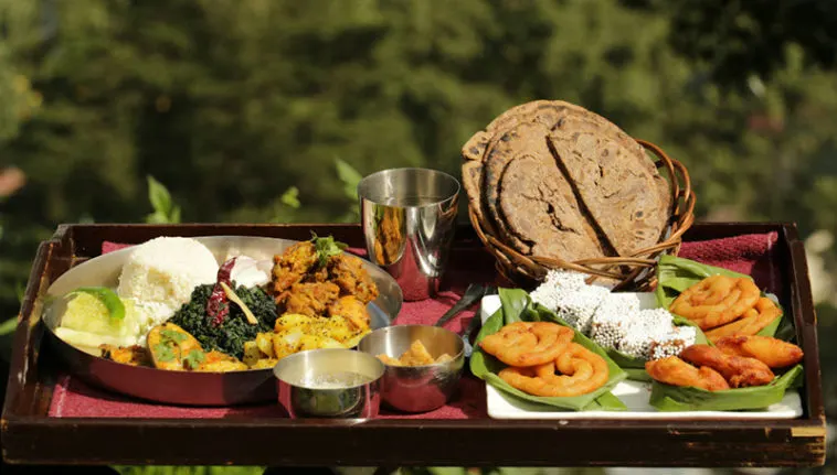 A traditional Kumaoni thali with local dishes